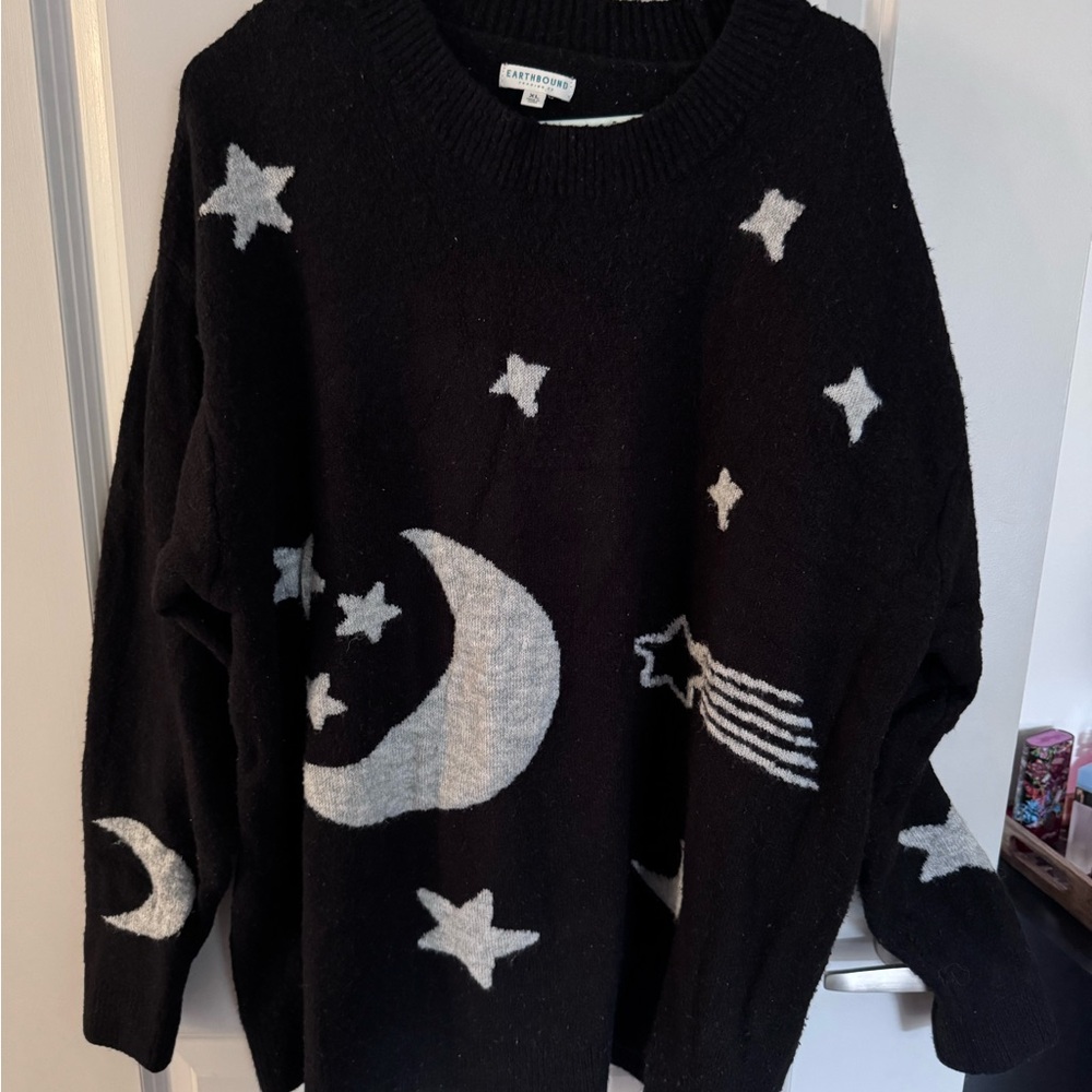 EARTHBOUND Black and White Starry Night Sweater